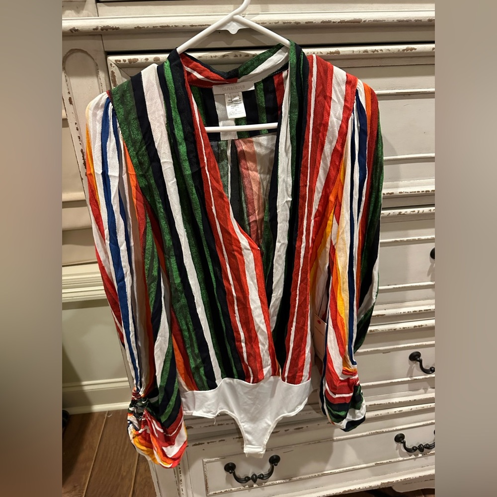 Buddy love stripe bodysuit NWOT